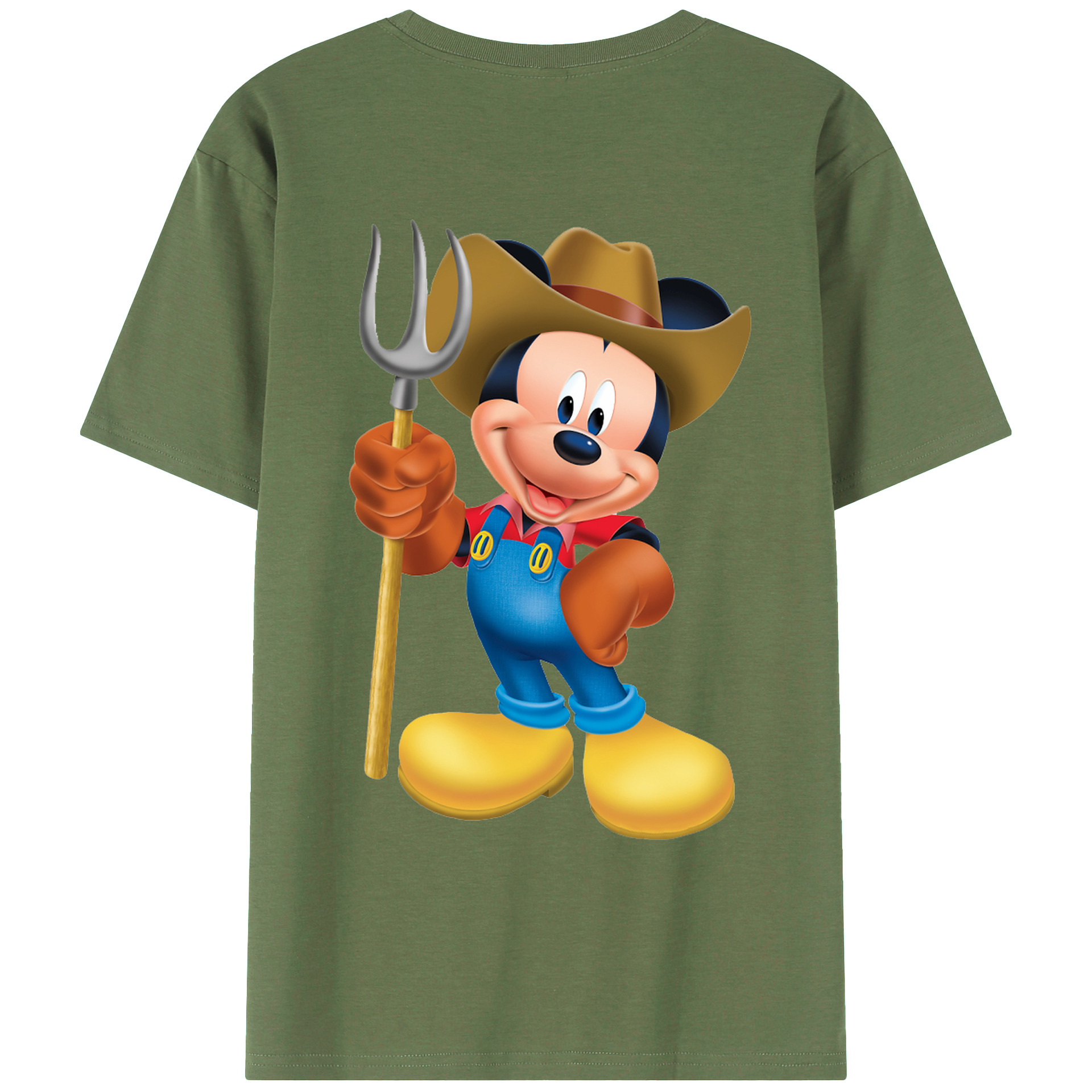 ミッキーマウス Mickey Mouse 綿100％ メンズ半袖Tシャツ（バックプリント） 通気性